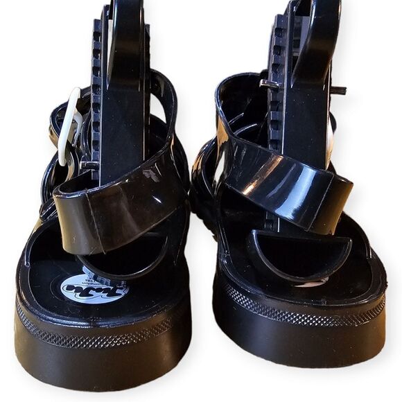 Juju Northampton 1986 Black Rubber Gladiator Jelly Slingback Sandals - Picture 4 of 11